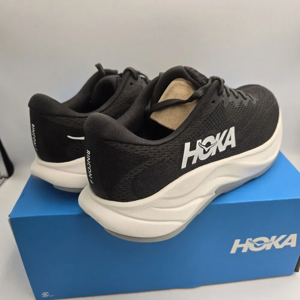 HOKA One One Rincon 4 Running Shoes Women’s 9 B Black White Sneakers 1155131 NEW